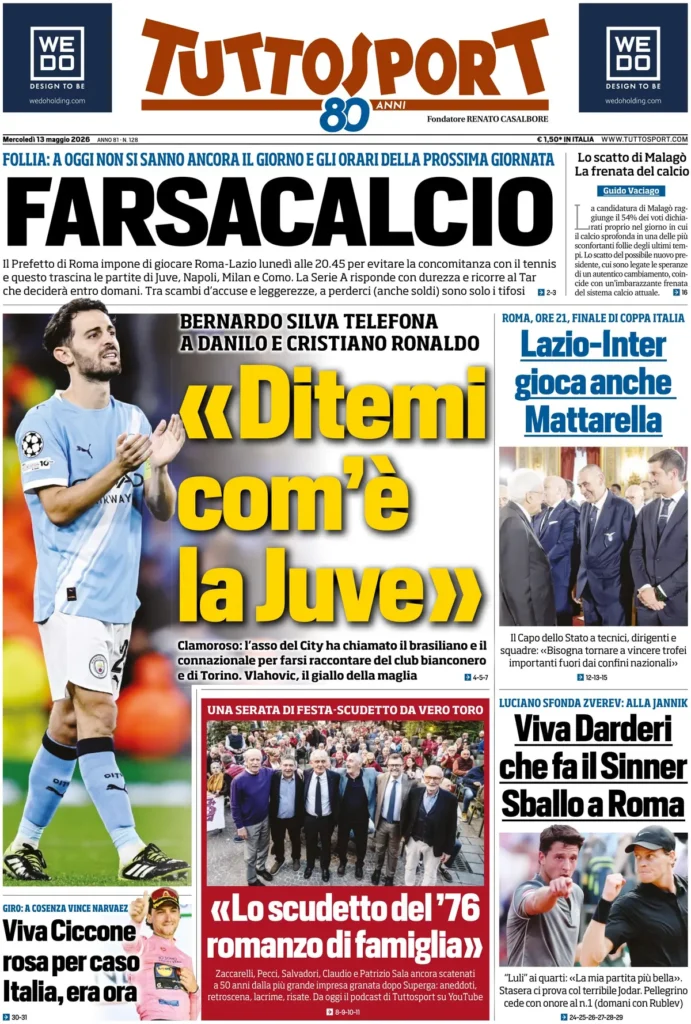 Rassegna stampa Lazio: prime pagine quotidiani sportivi - 13 maggio 2026 22 tuttosport 0203032u03km8