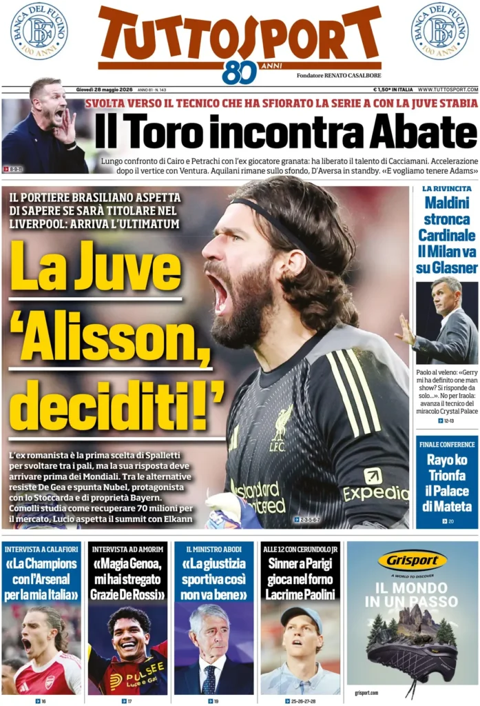 Le prime pagine dei principali quotidiani sportivi – 28 maggio 24 tuttosport 020415uxc60fa