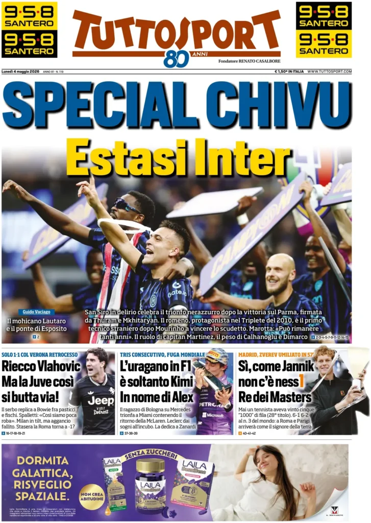 Le prime pagine dei principali quotidiani sportivi – 4 maggio 22 tuttosport 020801zifabbd