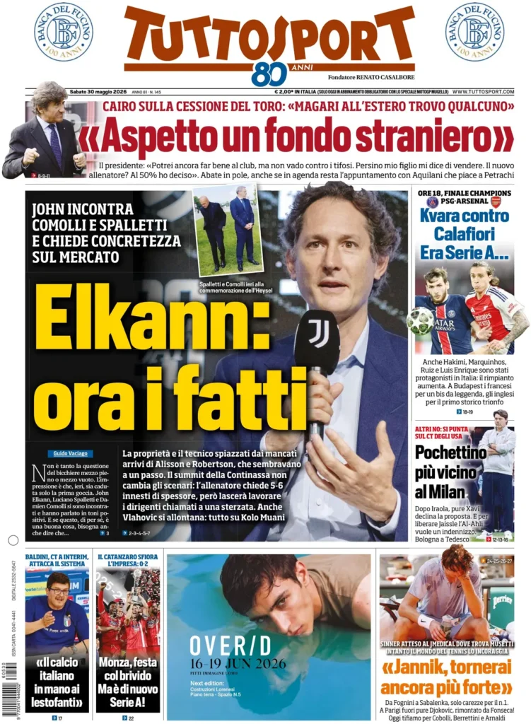 Le prime pagine dei principali quotidiani sportivi – 30 maggio 22 tuttosport 021054brndxrz