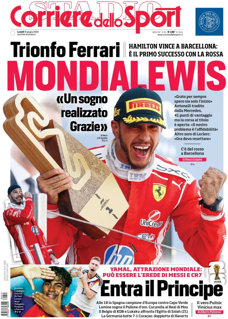 Le prime pagine dei principali quotidiani sportivi – 15 giugno 23 corriere dello sport 020724t0xf45i
