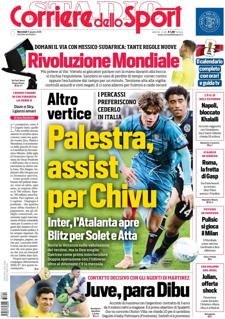 Rassegna stampa Lazio: prime pagine quotidiani sportivi - 10 giugno 2026 23 corriere dello sport 0207527xy2ykc