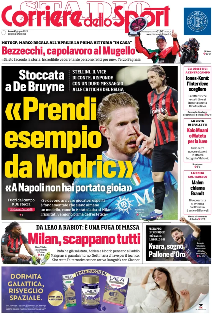 Rassegna stampa Lazio: prime pagine quotidiani sportivi - 1° giugno 2026 23 corriere dello sport 020807jks4a70