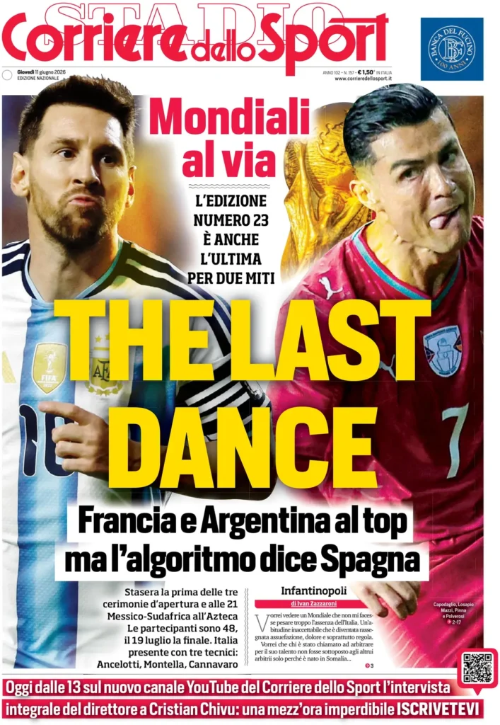 Le prime pagine dei principali quotidiani sportivi – 11 giugno 23 corriere dello sport 074145ijqcy27
