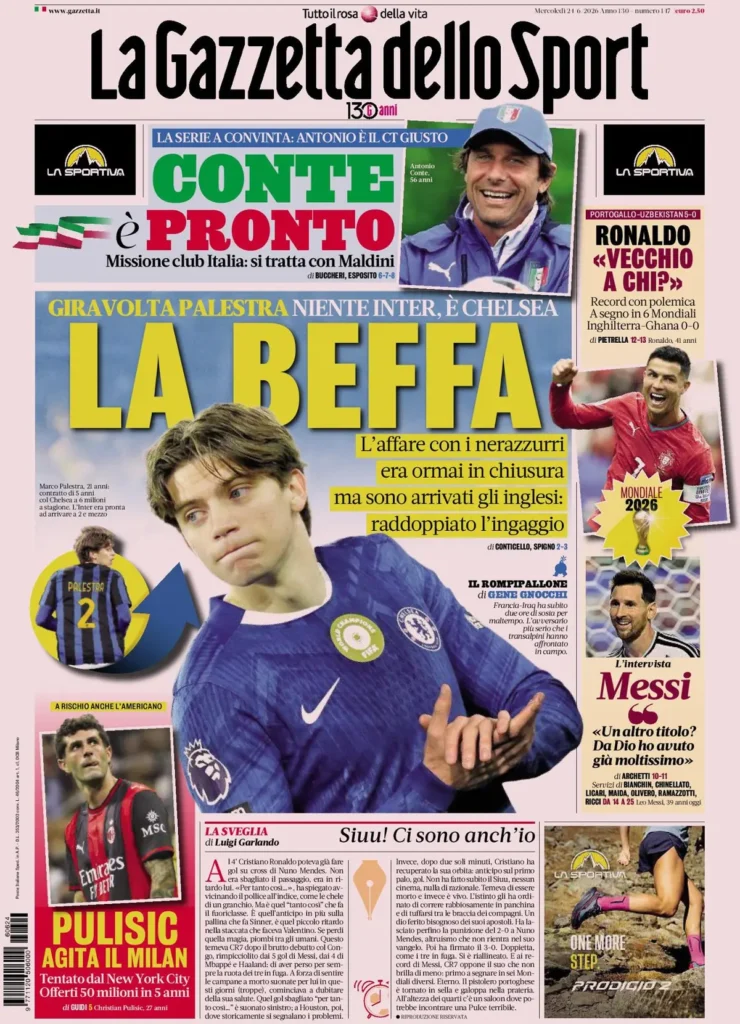 Rassegna stampa Lazio: prime pagine quotidiani sportivi - 24 giugno 2026 24 la gazzetta dello sport 0316541hg9koh