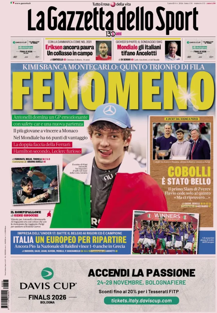 Le prime pagine dei principali quotidiani sportivi – 8 giugno 24 la gazzetta dello sport 032306ex91cyr