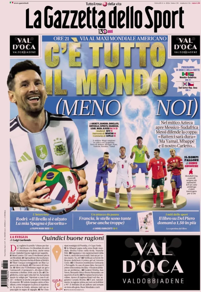 Le prime pagine dei principali quotidiani sportivi – 11 giugno 22 la gazzetta dello sport 0333027t0awk7