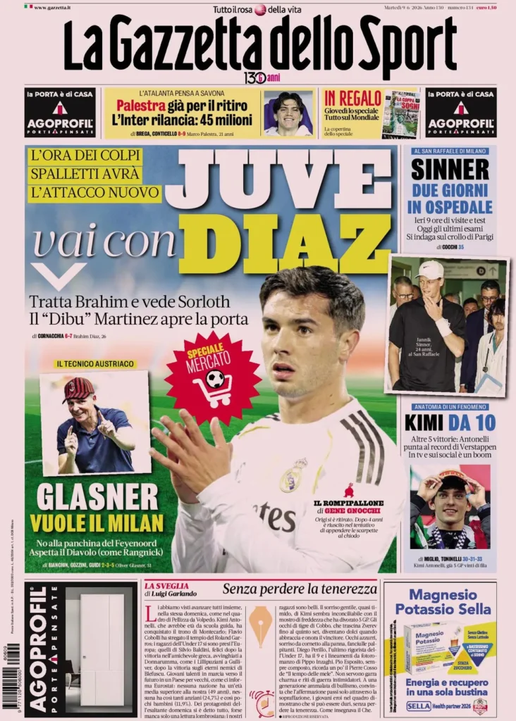 Le prime pagine dei principali quotidiani sportivi – 9 giugno 22 la gazzetta dello sport 033302ygc8a8i