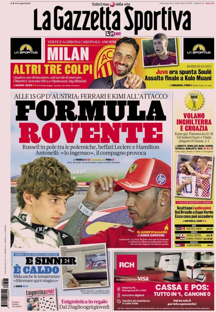 Le prime pagine dei principali quotidiani sportivi – 28 giugno 23 la gazzetta dello sport 0333033mbagu3