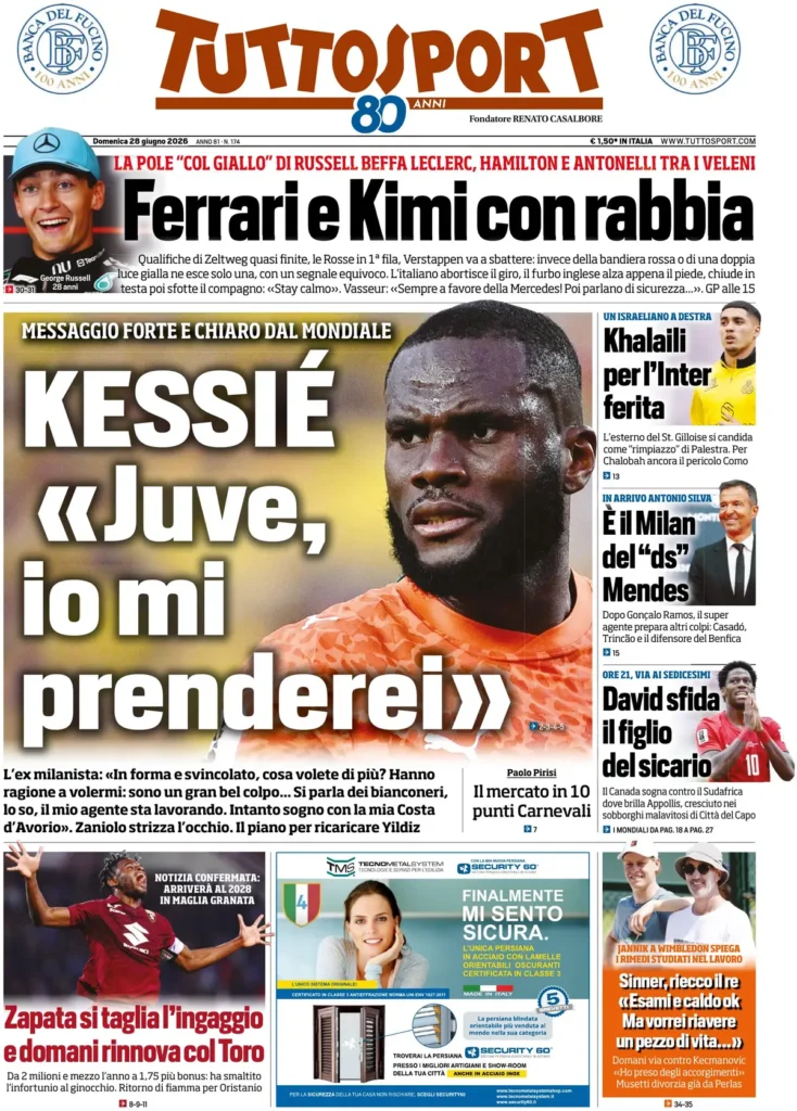 Le prime pagine dei principali quotidiani sportivi – 28 giugno 22 tuttosport 02041390qephb