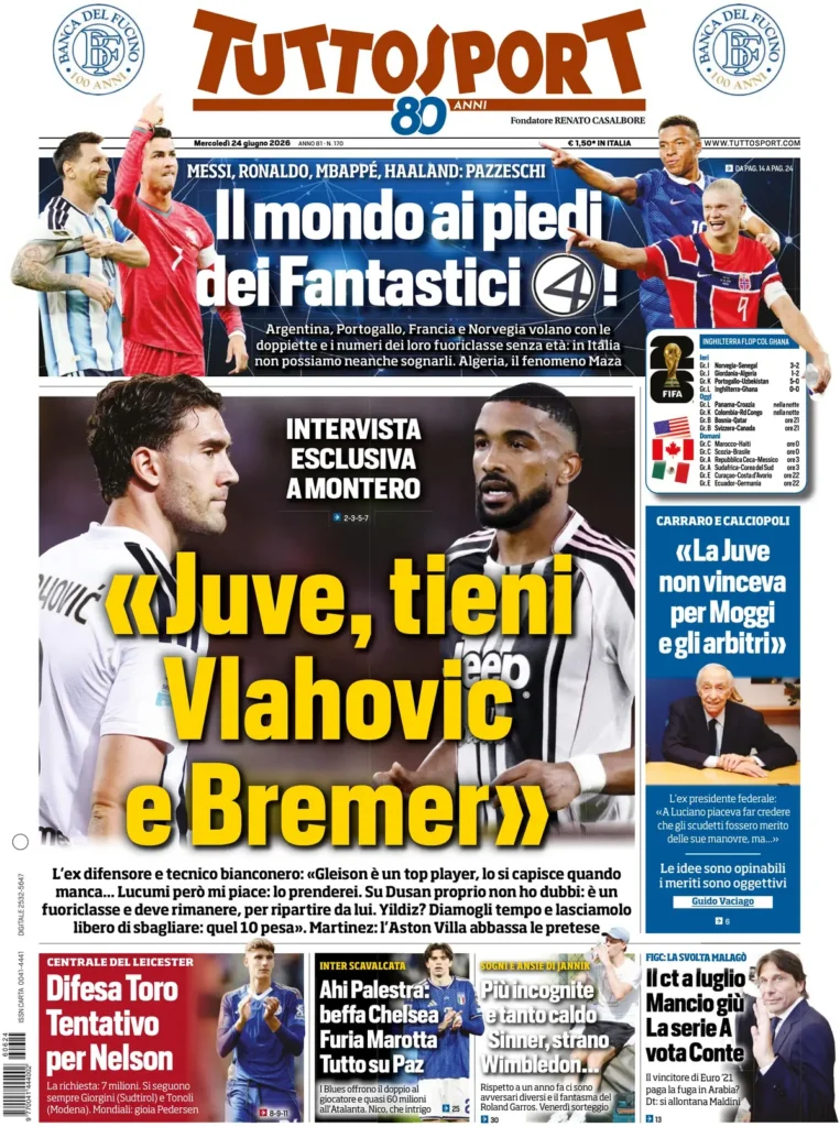 Rassegna stampa Lazio: prime pagine quotidiani sportivi - 24 giugno 2026 22 tuttosport 021128m6yap4p