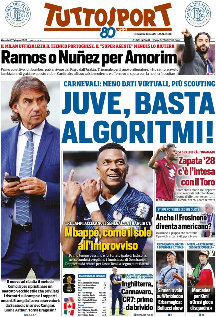 Le prime pagine dei principali quotidiani sportivi – 17 giugno 22 tuttosport 021142jys9ls4