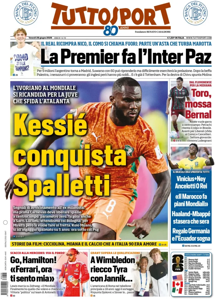 Le prime pagine dei principali quotidiani sportivi – 26 giugno 24 tuttosport 0221357e06vvp