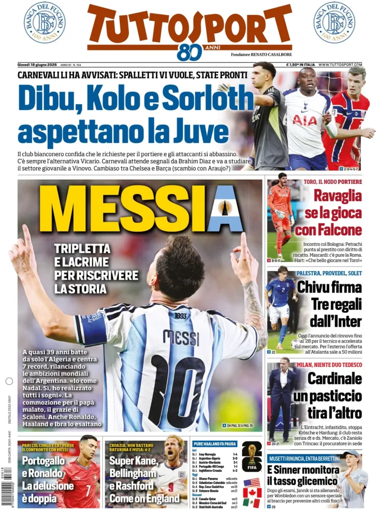 Le prime pagine dei principali quotidiani sportivi – 18 giugno 22 tuttosport 022826yyado4d