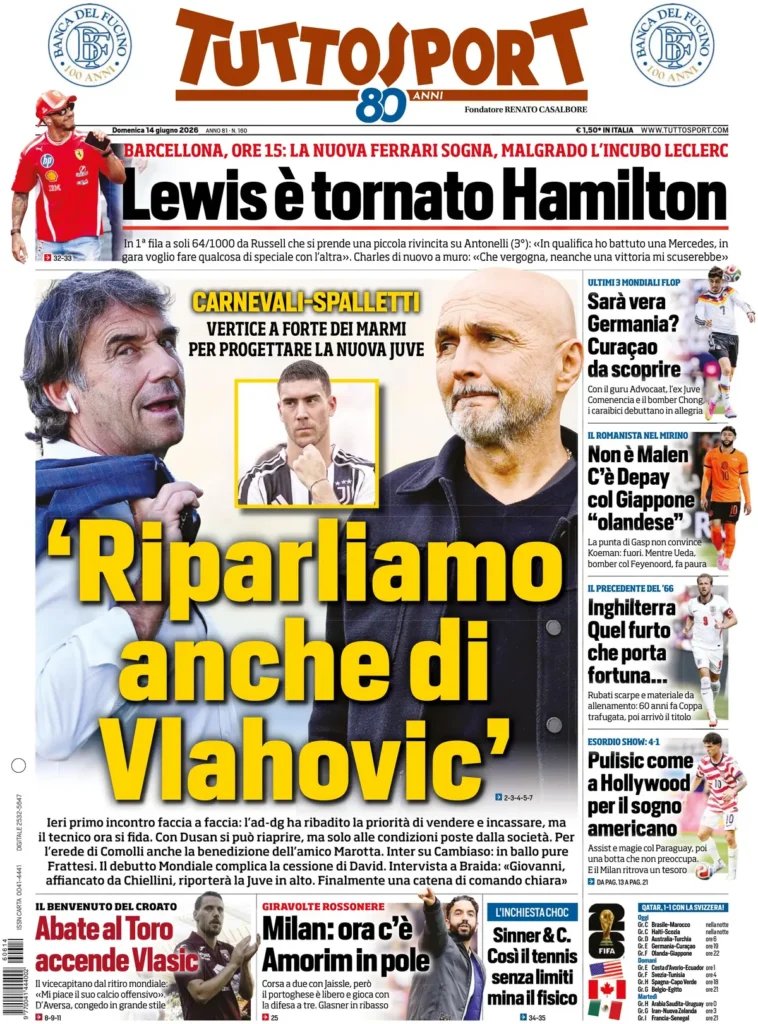 Rassegna stampa Lazio: prime pagine quotidiani sportivi - 14 giugno 2026 22 tuttosport 033414vk5wmsv