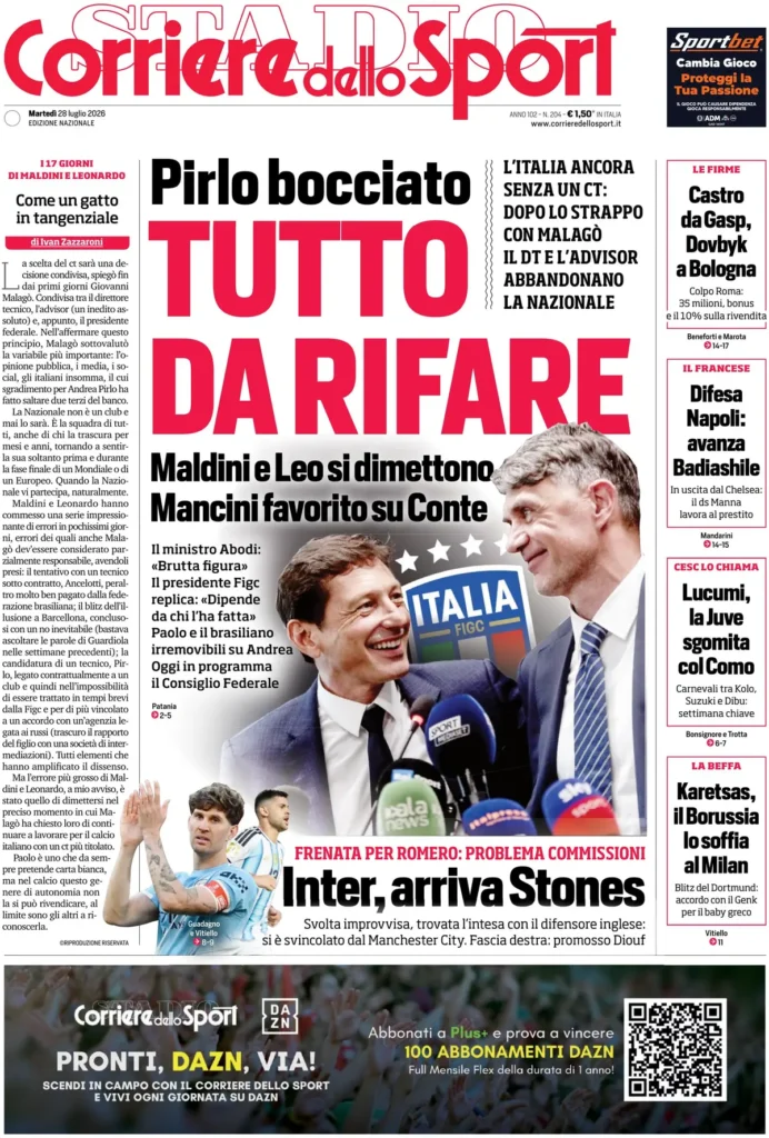 Rassegna stampa Lazio: prime pagine quotidiani sportivi - 28 luglio 2026 23 corriere dello sport 020237nmjdzyc