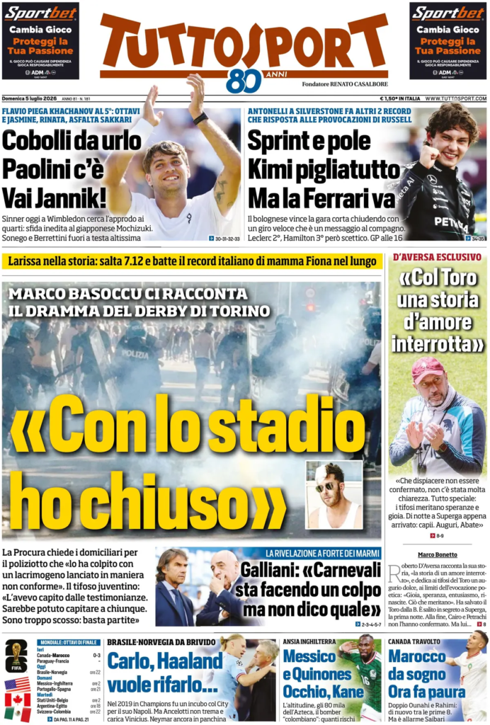 Le prime pagine dei principali quotidiani sportivi – 5 luglio 24 image 2