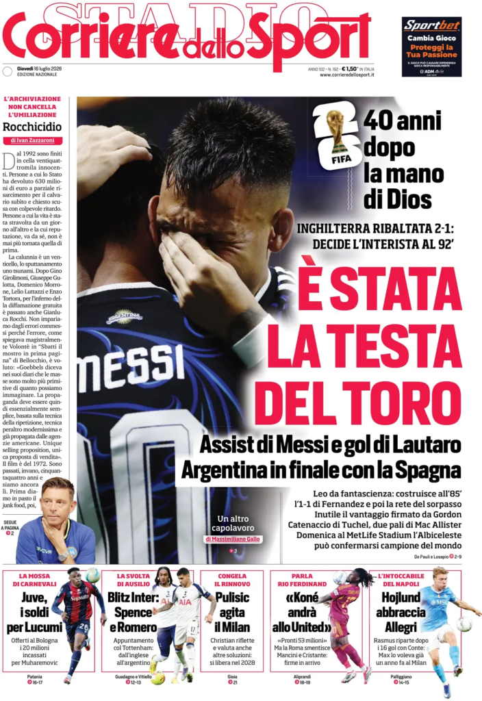Le prime pagine dei principali quotidiani sportivi – 16 luglio 23 image 21