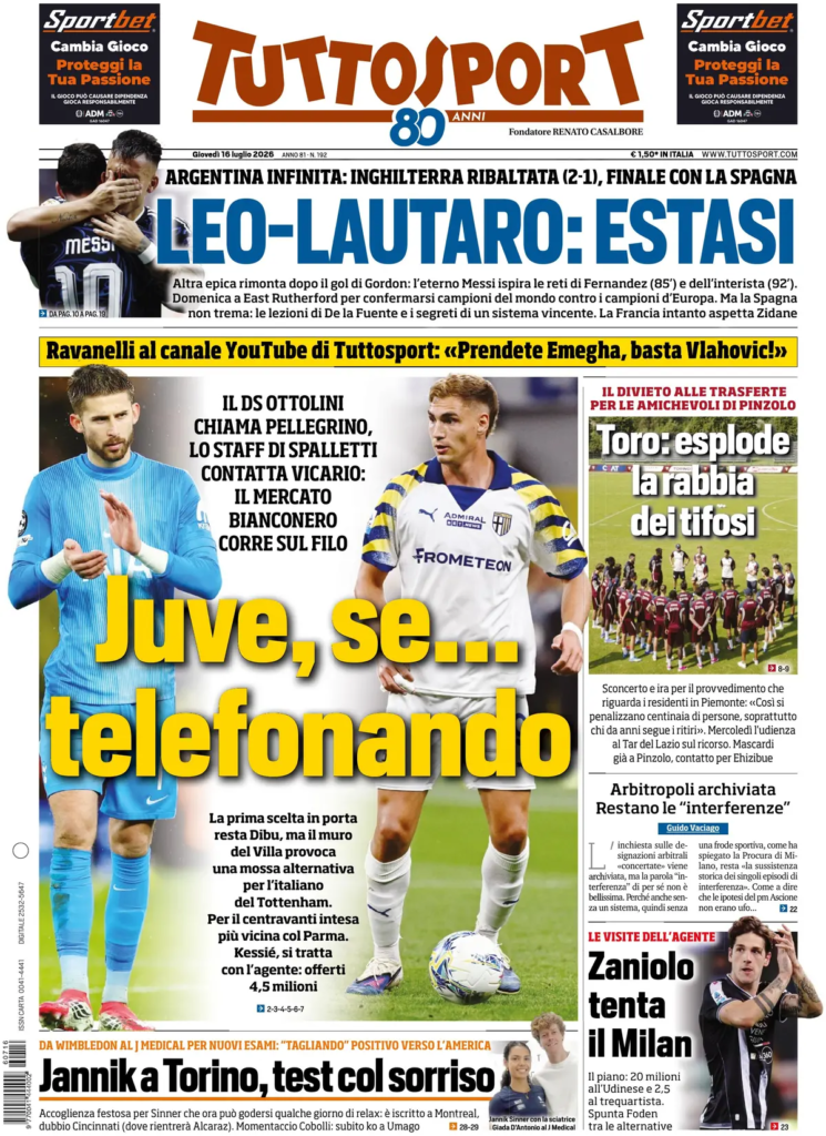 Le prime pagine dei principali quotidiani sportivi – 16 luglio 24 image 22
