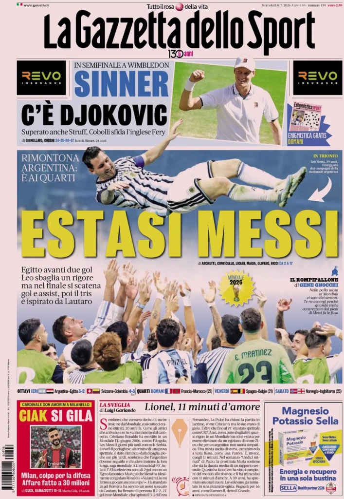 Le prime pagine dei principali quotidiani sportivi – 8 luglio 22 image 3