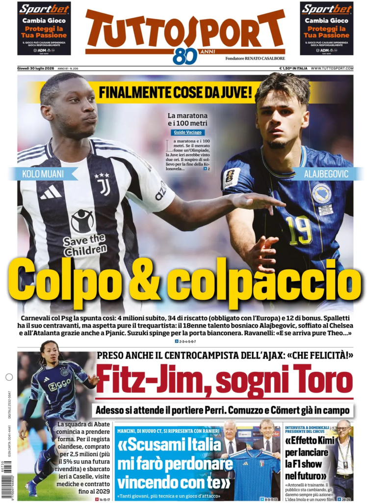 Le prime pagine dei principali quotidiani sportivi – 30 luglio 24 image 34