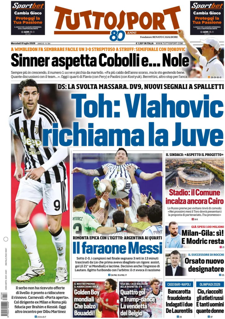 Le prime pagine dei principali quotidiani sportivi – 8 luglio 24 image 6