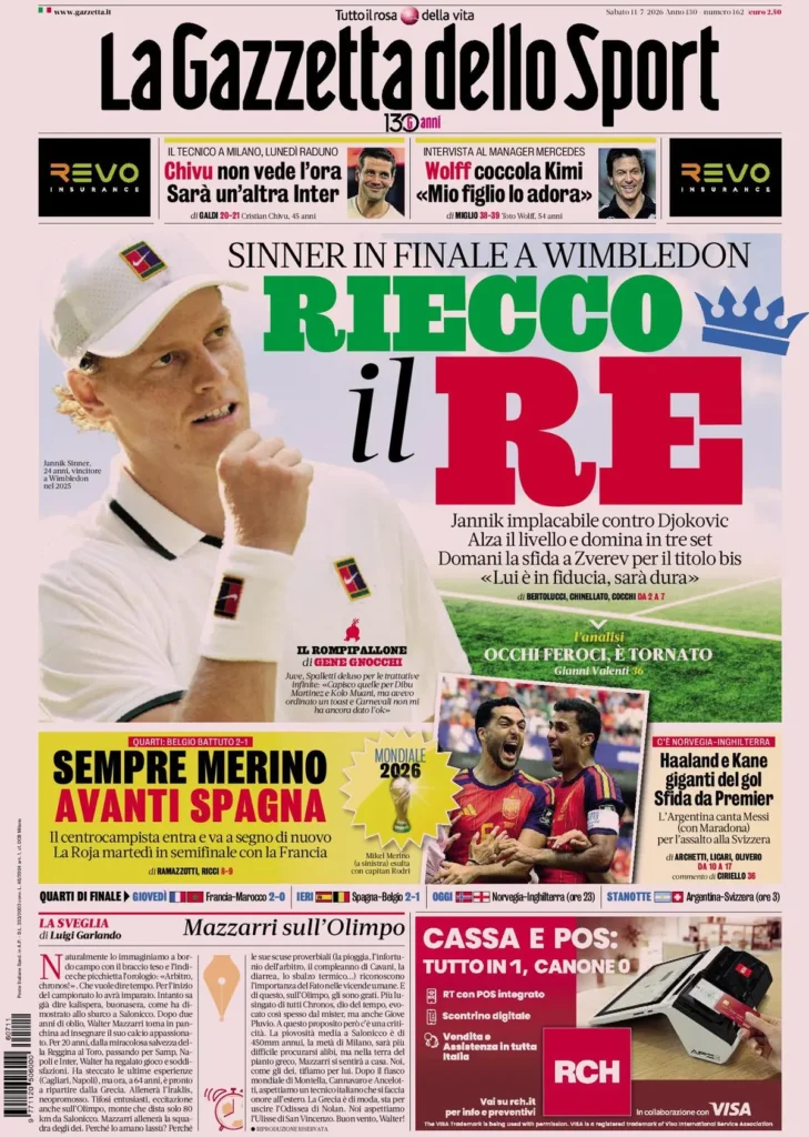 Le prime pagine dei principali quotidiani sportivi – 11 luglio 22 la gazzetta dello sport 033012w2g6lqq