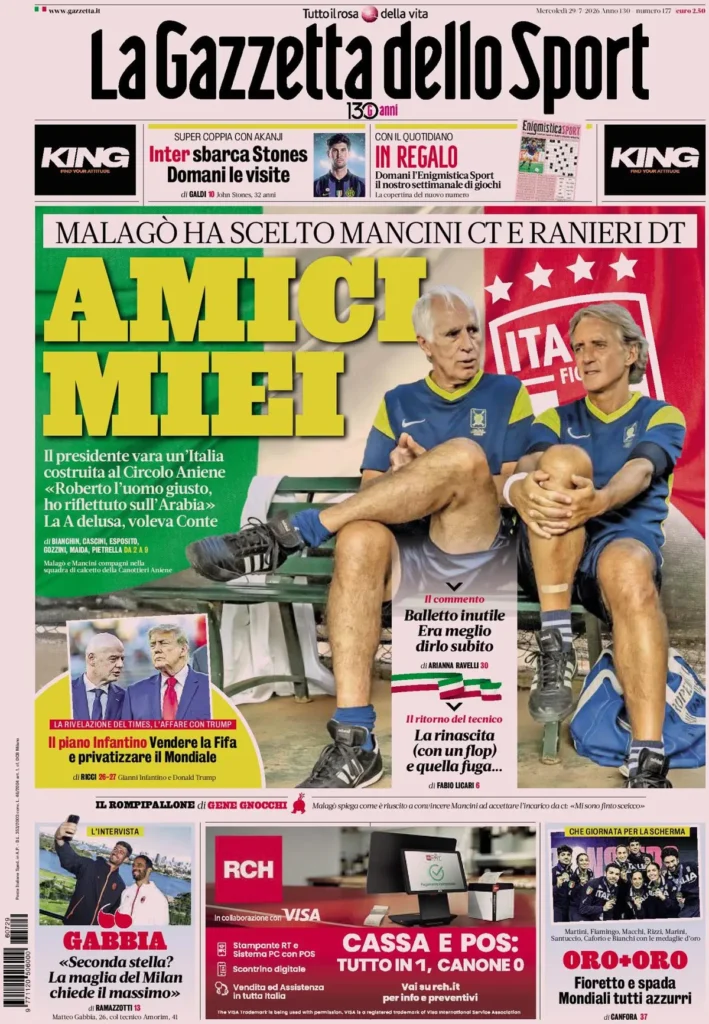 Le prime pagine dei principali quotidiani sportivi – 29 luglio 24 la gazzetta dello sport 0333029tn8hbf