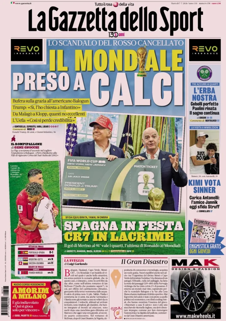 Le prime pagine dei principali quotidiani sportivi – 7 luglio 24 la gazzetta dello sport 033302b149sj7