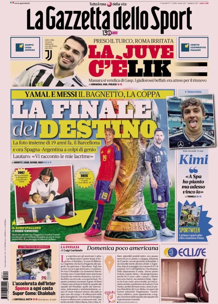 Le prime pagine dei principali quotidiani sportivi – 17 luglio 22 la gazzetta dello sport 033302rm78vfm