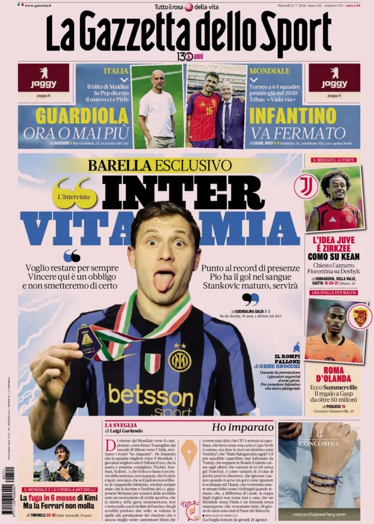 Rassegna stampa Lazio: prime pagine quotidiani sportivi - 21 luglio 2026 24 la gazzetta dello sport 03334374fbrdr
