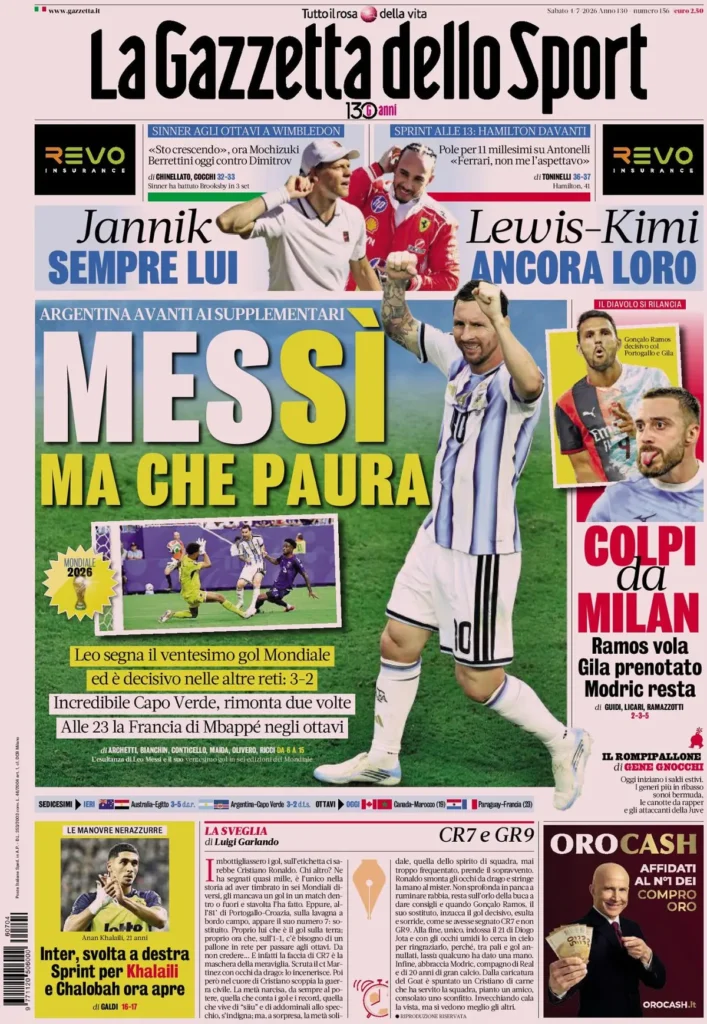 Le prime pagine dei principali quotidiani sportivi – 4 luglio 24 la gazzetta dello sport 03341627negtn
