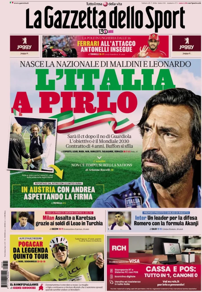 Le prime pagine dei principali quotidiani sportivi – 25 luglio 22 la gazzetta dello sport 033733cn1b5e9