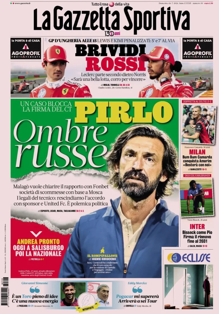 Le prime pagine dei principali quotidiani sportivi – 26 giugno 22 la gazzetta dello sport 033801g1qdtar