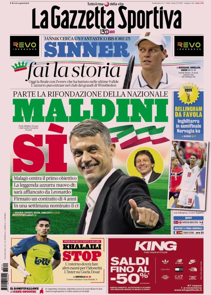 Le prime pagine dei principali quotidiani sportivi – 12 luglio 24 la gazzetta dello sport 03380320e3izl