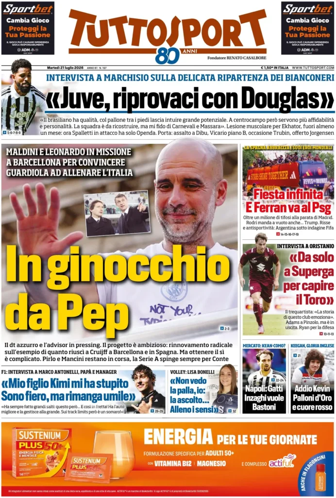 Rassegna stampa Lazio: prime pagine quotidiani sportivi - 21 luglio 2026 22 tuttosport 020606yymby74
