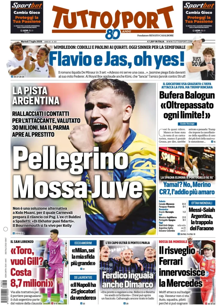 Le prime pagine dei principali quotidiani sportivi – 7 luglio 22 tuttosport 020933mj28n97