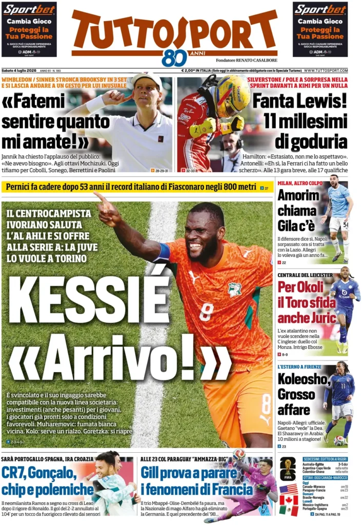 Le prime pagine dei principali quotidiani sportivi – 4 luglio 22 tuttosport 022204r533r4s