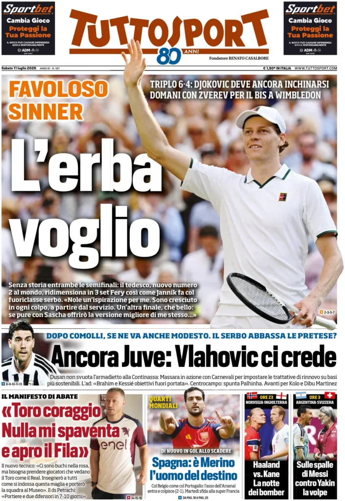 Le prime pagine dei principali quotidiani sportivi – 11 luglio 24 tuttosport 022745bimbfu4