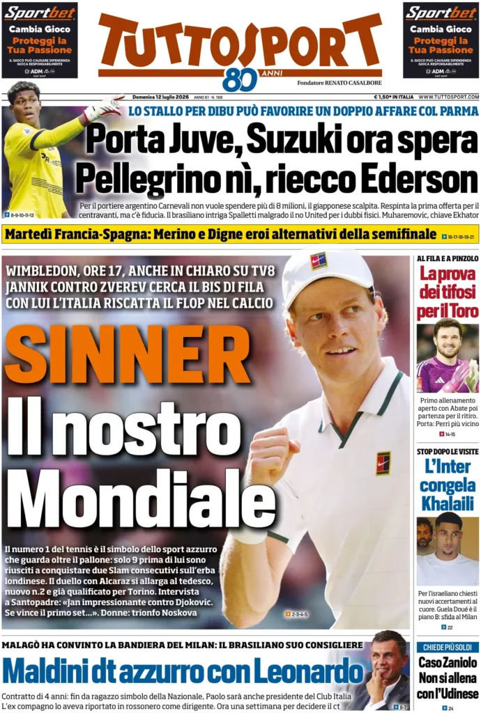 Le prime pagine dei principali quotidiani sportivi – 12 luglio 22 tuttosport 0251044k0clad