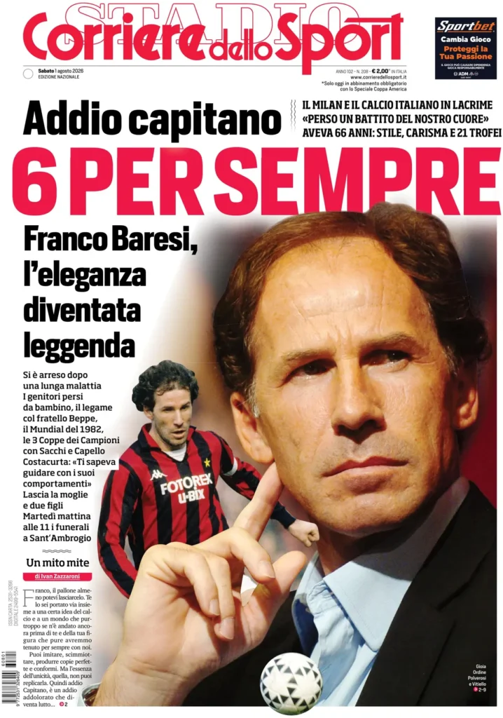 Rassegna stampa Lazio: prime pagine quotidiani sportivi - 1° agosto 2026 23 corriere dello sport 020309h1q6xm9