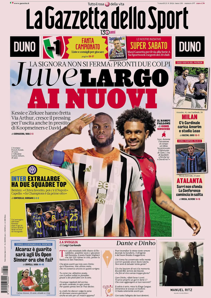 Rassegna stampa Lazio: prime pagine quotidiani sportivi - 21 agosto 2026 22 image 35