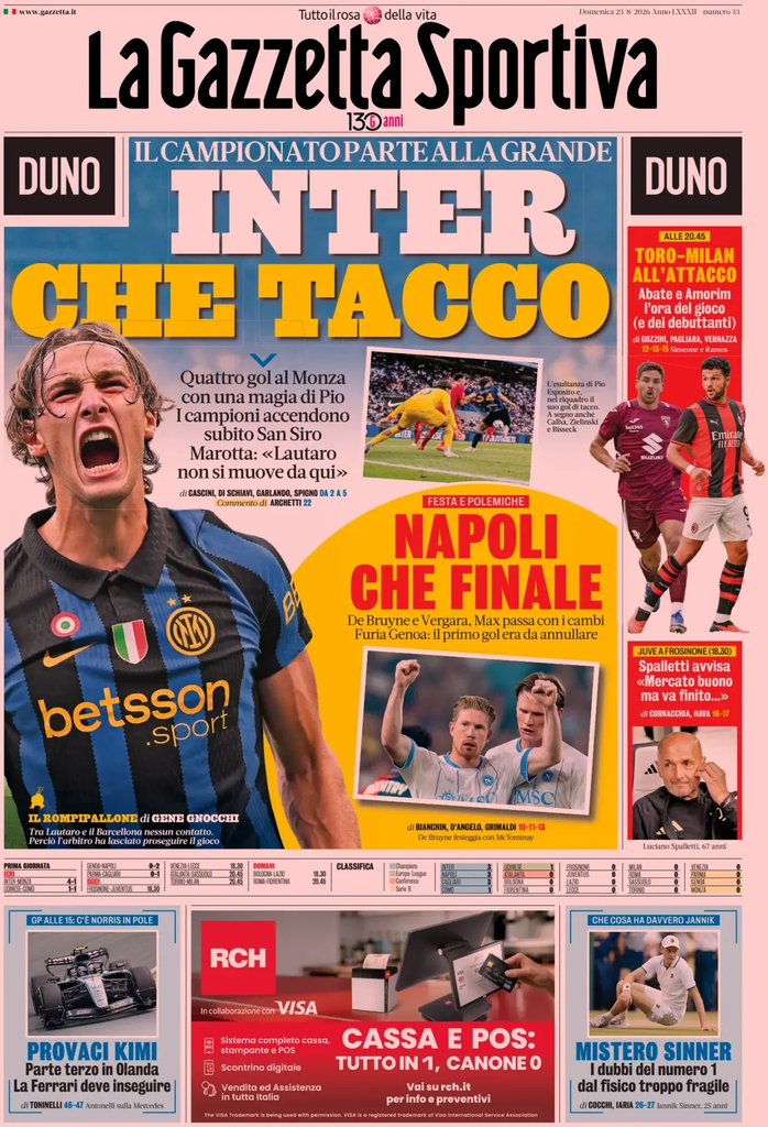 Le prime pagine dei principali quotidiani sportivi – 23 agosto 22 image 38