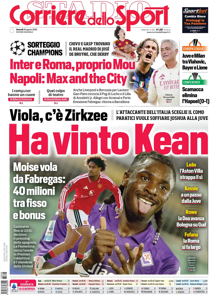 Le prime pagine dei principali quotidiani sportivi – 28 agosto 23 image 45