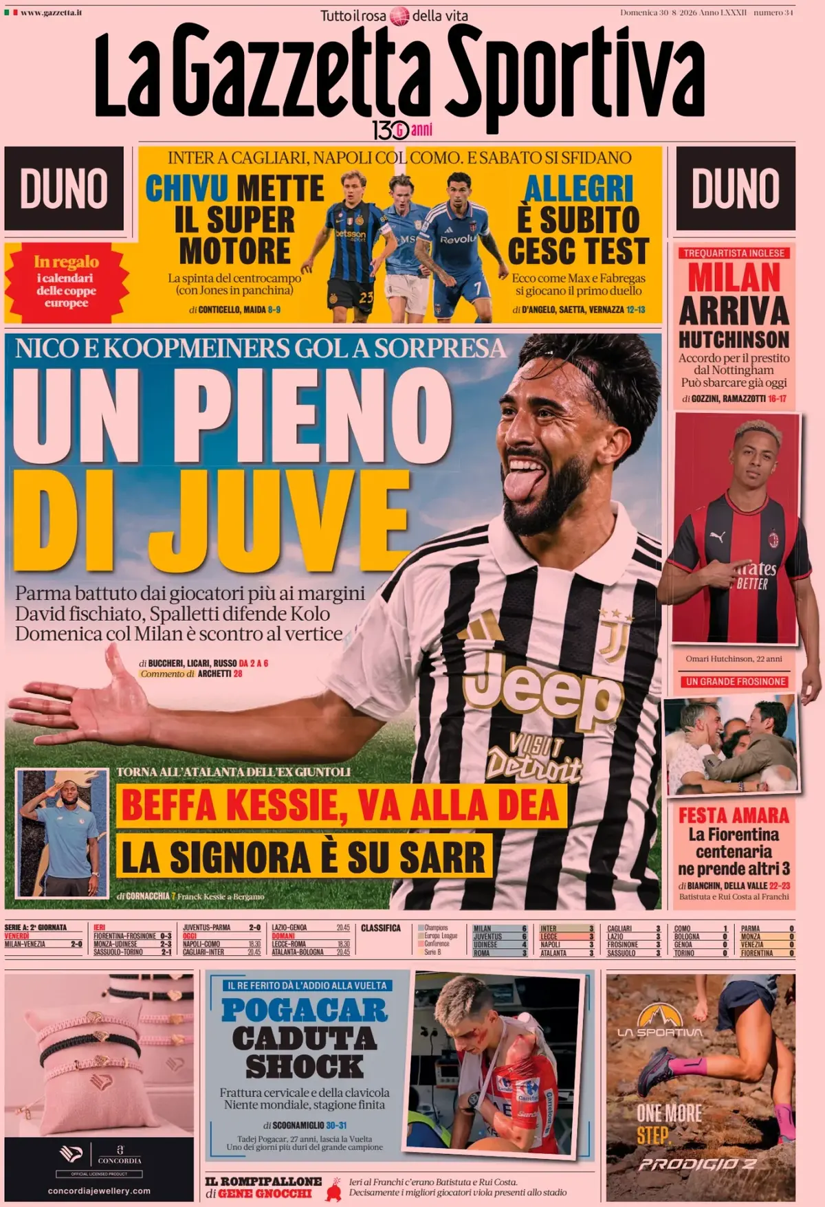 Le prime pagine dei principali quotidiani sportivi – 30 agosto 24 la gazzetta dello sport 023011de01lbj