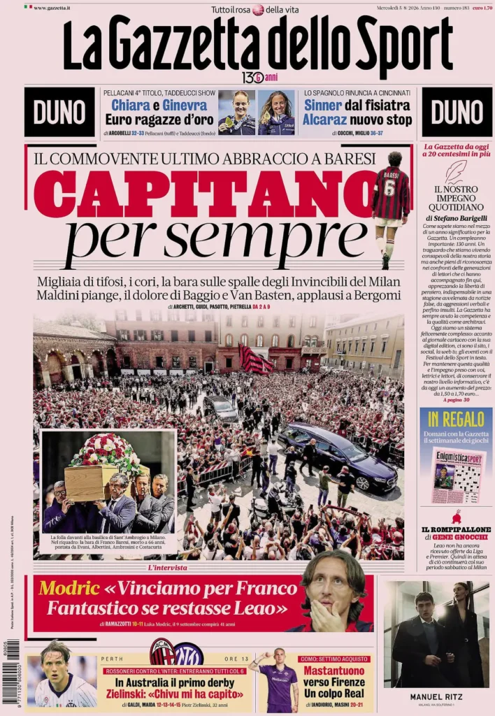 Le prime pagine dei principali quotidiani sportivi – 5 agosto 24 la gazzetta dello sport 0333029jqcqh6