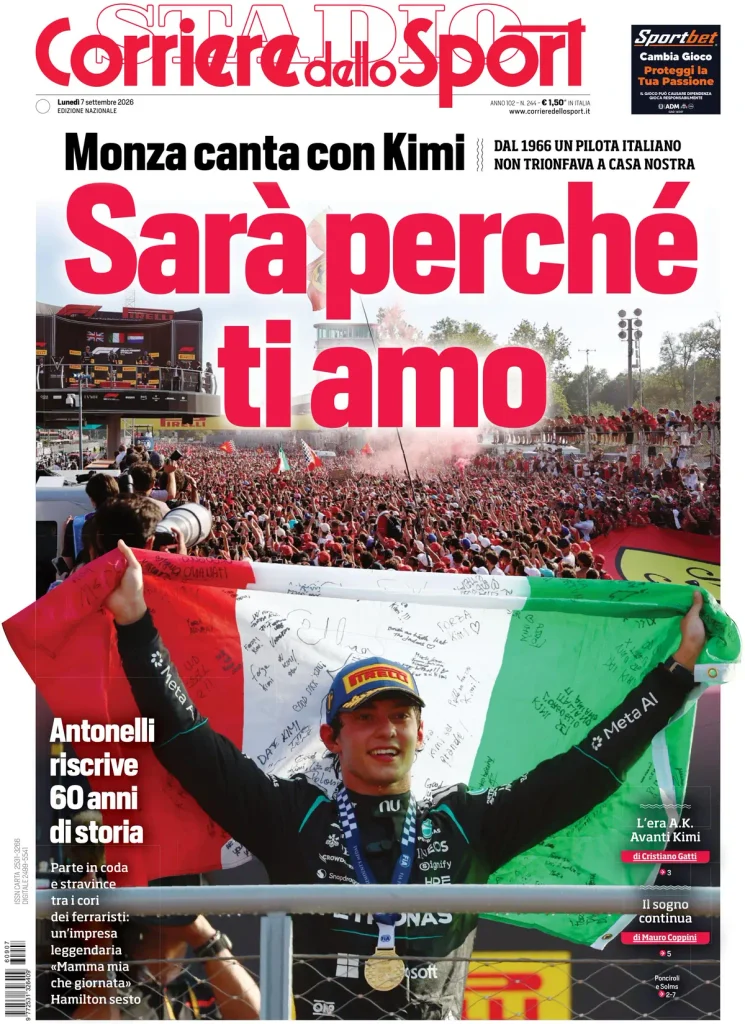 Rassegna stampa Lazio: prime pagine quotidiani sportivi - 7 settembre 2026 23 corriere dello sport 021302ptoeynm