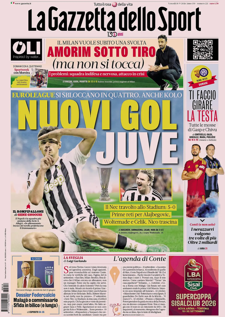 Le prime pagine dei principali quotidiani sportivi – 18 settembre 2 image 14