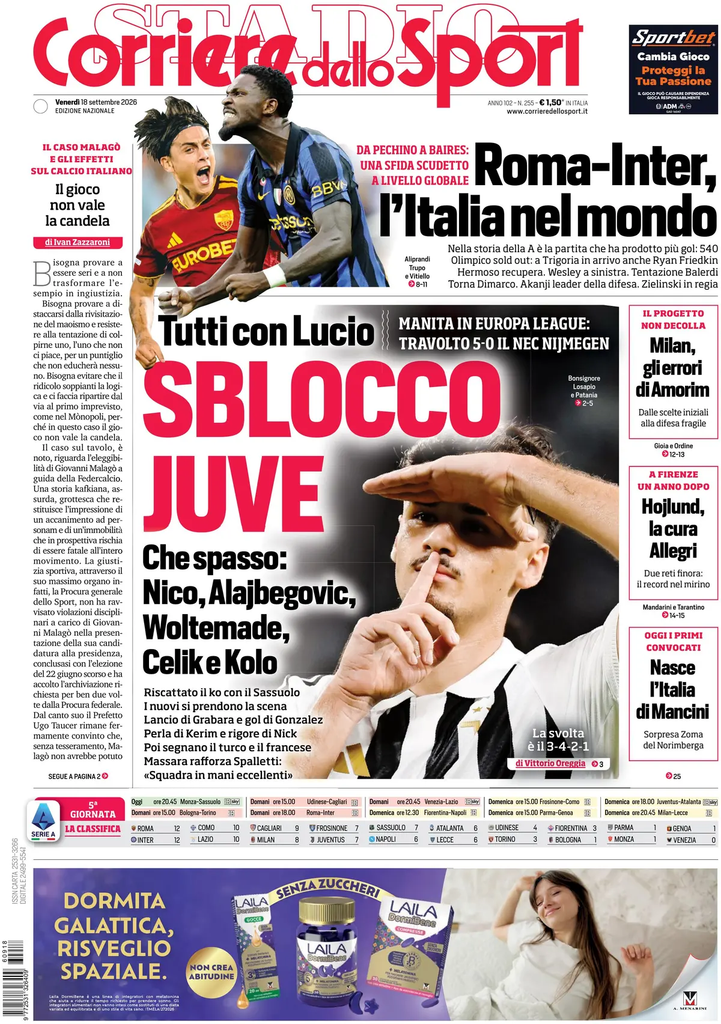 Le prime pagine dei principali quotidiani sportivi – 18 settembre 3 image 15