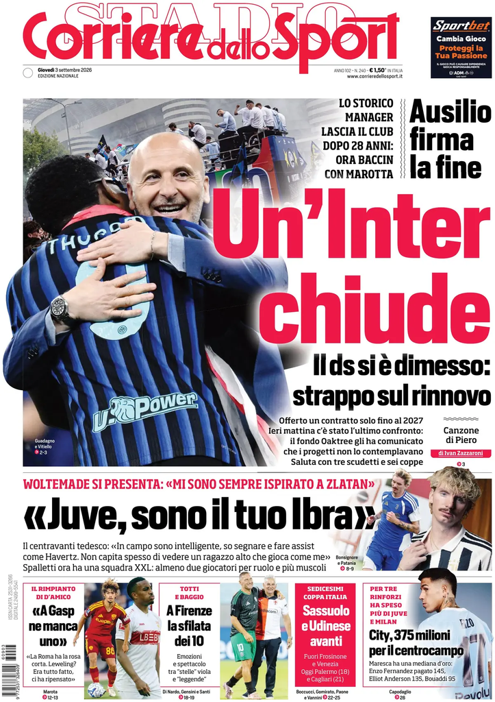 Le prime pagine dei principali quotidiani sportivi – 3 settembre 23 image 4